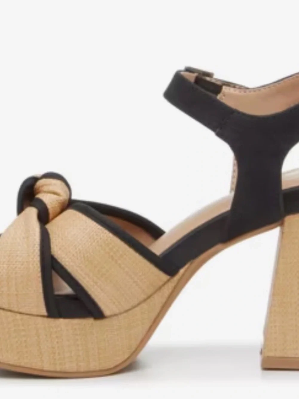 MIA Black & Natural Woven Knot Platform Sandals